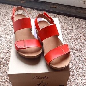 Clarks Leather Wedge Sandals